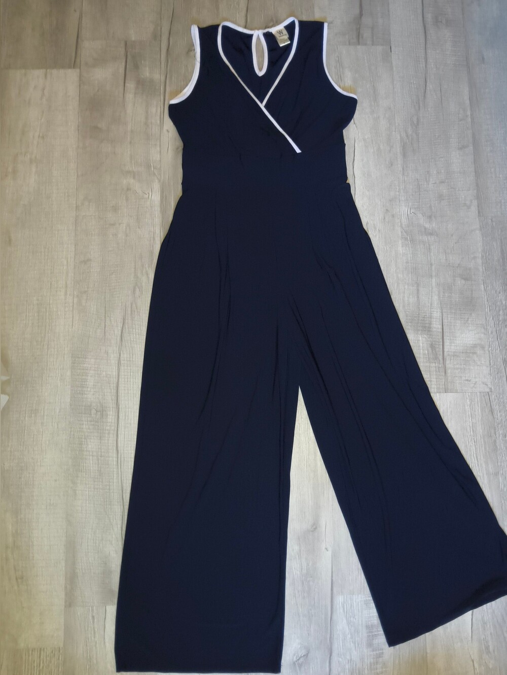 Wrappers Navy Jumpsuit with White Trim